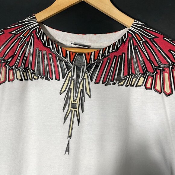 Marcelo Burlon Wings print round neck T-shirt white mens size medium - Picture 3 of 7